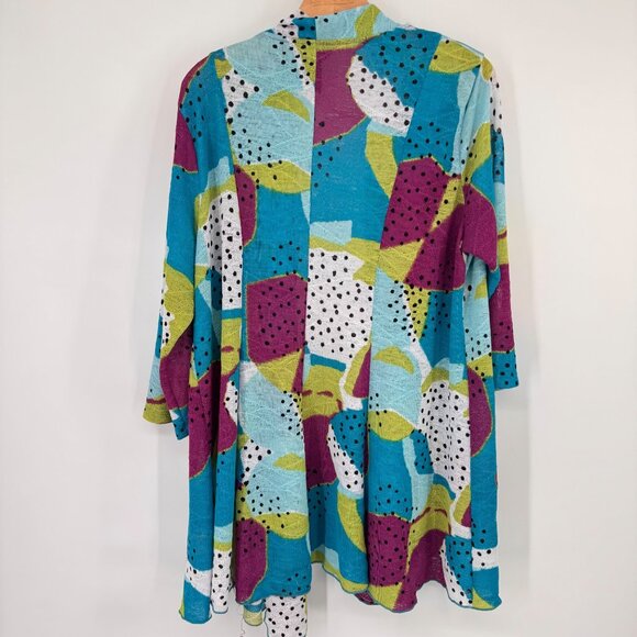 Ali Miles Womens Long knit Cardigan Jacket Multicolor t Pattern Front size XL - Picture 9 of 13